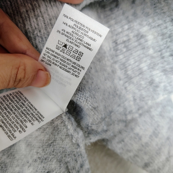 Lucky Brand Women's Gray V-Neck Wool Blend Softly Ribbed Knit Tunic Sweater Sz S - Picture 7 of 13